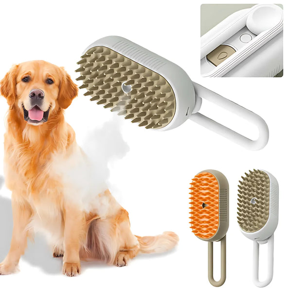 Steamy Dog Brush Electric Spray Cat Hair Brush 3 in1 Dog Steamer Brush for Massage Pet Grooming Removing Tangled and Loose Hair